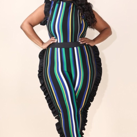 multicolor striped jumpsuit